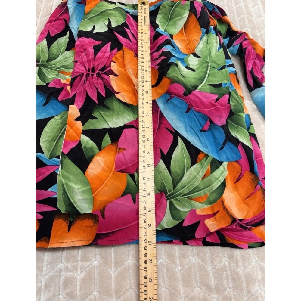 Dana Buchman Vintage 100% Silk Tropical Leaf Print Faux Wrap Skirt Size 10 Multi - Picture 9 of 13